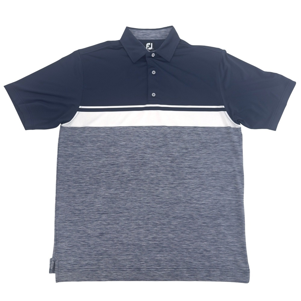 FootJoy Polo Shirt Mens Large Blue Colorblock Performance Golf Short Sleeve